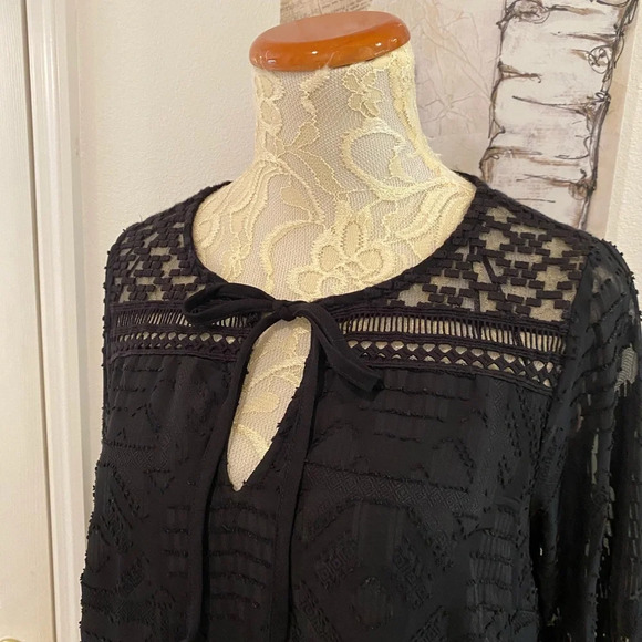 NWT Kaari Blue Tie Neck Burnout Dress in Black - Picture 4 of 11